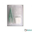 Set de pansement N°3, 1 pince + 5 compresses dans un blister en 3 alvéoles