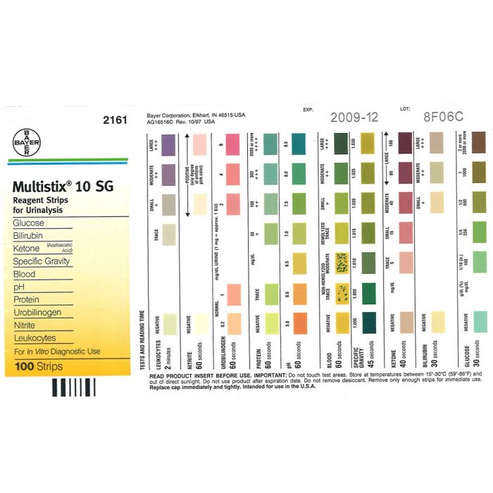 Bandelettes urinaires Multistix 10 SG (x100) - FM Medical