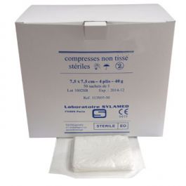 Compresses non-tissé stérile 7.5 cm x 7.5 cm, la boîte de 50 sachets de ...