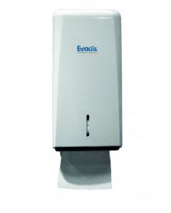 Distributeur blanc pour papier toilette plié, à l'unité