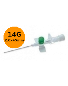 Versatus W - Cathéter court à ailettes et site d'injection 14G orange, 2,0x45mm, boîte de 50