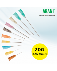 Aiguilles Agani Terumo 20G 0.9x25mm, Jaune, Boîte de 100