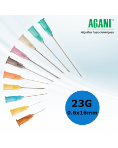 Aiguilles Agani Terumo 23G 0.6x16mm, Bleu, Boîte de 100