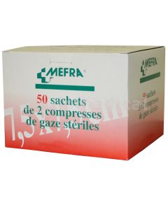 Compresses de Gaze MEFRA stériles 7.5cm x 7.5cm 