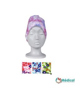 Coiffe/calot à nouer à fleurs, boite distributrice de 100 pièces