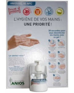 affiche ANIOS testeuse gel hydroalcoolique 300ml flacon pompe