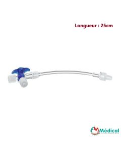 Prolongateur 0.25m + robinet 3 voies LP, B Braun, boite de 100