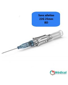 Cathéters sans ailettes 22G 25mm Bleu BD Insyte, boîte de 50