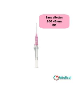 Cathéters sans ailettes 20G 48mm Rose BD Insyte, boîte de 50