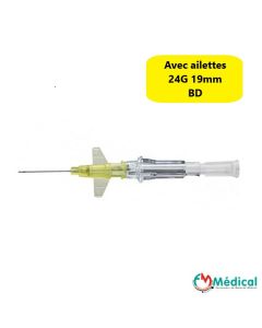 Cathéter avec ailettes BD Insyte 24G 0,7x19 mm Jaune boîte de 50