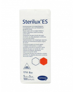 Compresses de gaze non stériles 8 plis 17 fils 5 x 5 cm, le sachet de 100