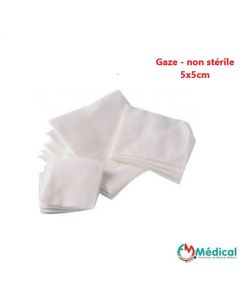 Compresses de Gaze non stériles 8 plis 17 fils 5 cm x 5 cm sachet de 100 compresses