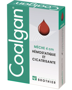 Coalgan mèches hémostatiques 4cm, base alginate, boîte de 5