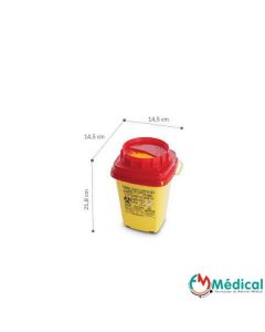 Container, collecteur d'aiguilles 2L DASRI AP 14,5 x 14,5 x 19,3 cm