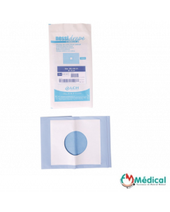 Champs stériles non-tissé/PE, Troués 8cm avec adhésif, 50 x 55 cm, boîte de 50