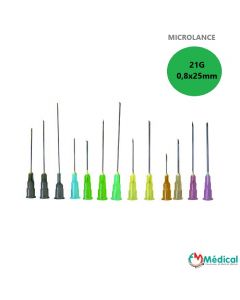 Aiguilles Microlance BD 21G 0,80x25mm Vert, boîte de 100