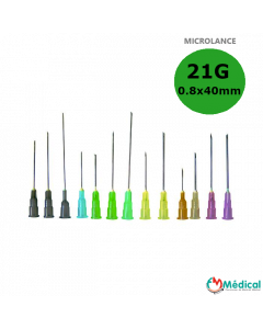 Aiguilles Microlance BD 21G 0,80x40mm Vert, boîte de 100