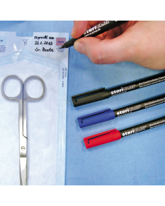 Marqueur bleu pour emballage de stérilisation par boite de 10