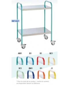 Guéridon beige 2 plateaux en inox à roulettes 60cm x 40cm