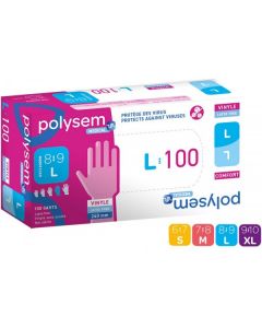 Gants Vinyle à Usage Unique Non Poudrés POLYSEM Taille L (boîte de 100)