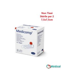 Compresses non-tissé stériles MEDICOMP Hartmann 30 g 7.5x7.5, 100 sachets de 2