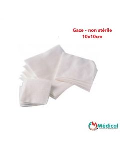 Compresses de Gaze Non Stériles, 12 plis 17 fils, 10 x 10 cm, sachet de 100 compresses