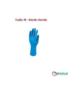 GANT EXAMEN NITRILE STÉRILE BLEU, taille M, la paire