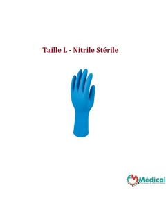 GANT EXAMEN NITRILE STÉRILE BLEU, taille L, la paire
