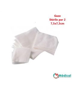 Compresses de Gaze stérile 7.5 cmx 7.5cm boîte de 50 sachets de 2