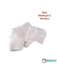 Compresses de Gaze stérile  10 cm x 10 cm Boîte de 50  sachets de 2