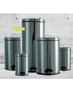 Poubelle à pédale, 30L, Inox Brillant