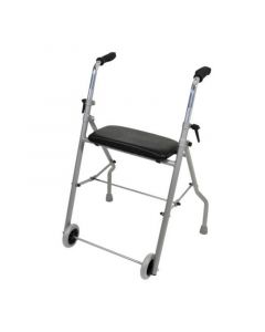 Rollator pliant 2 roues avec siège gris
