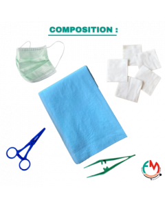 Set de pansement complet avec CHAMP 45x75 + masque, l'unité