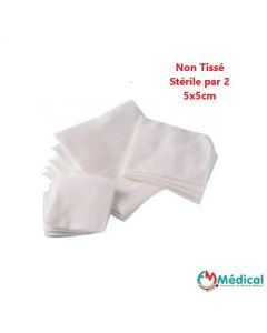 Compresses non-tissé stérile 5 cm x 5 cm, boîte distributrice de 50 sachets de 2