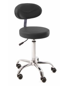 Tabouret pivotant avec dossier, couleur noir, simili cuir