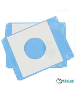 Champs de soins stériles, troués, avec adhésif 45 x 45 cm, diam. 6cm, La boîte de 80